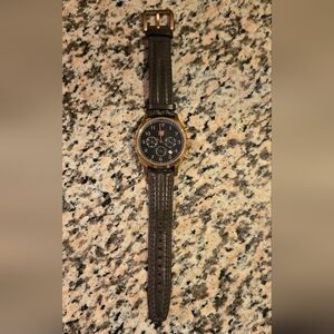 Andrew Marc Men's Club Blazer Rose Gold Case With Brown Strap Chronograph Watch